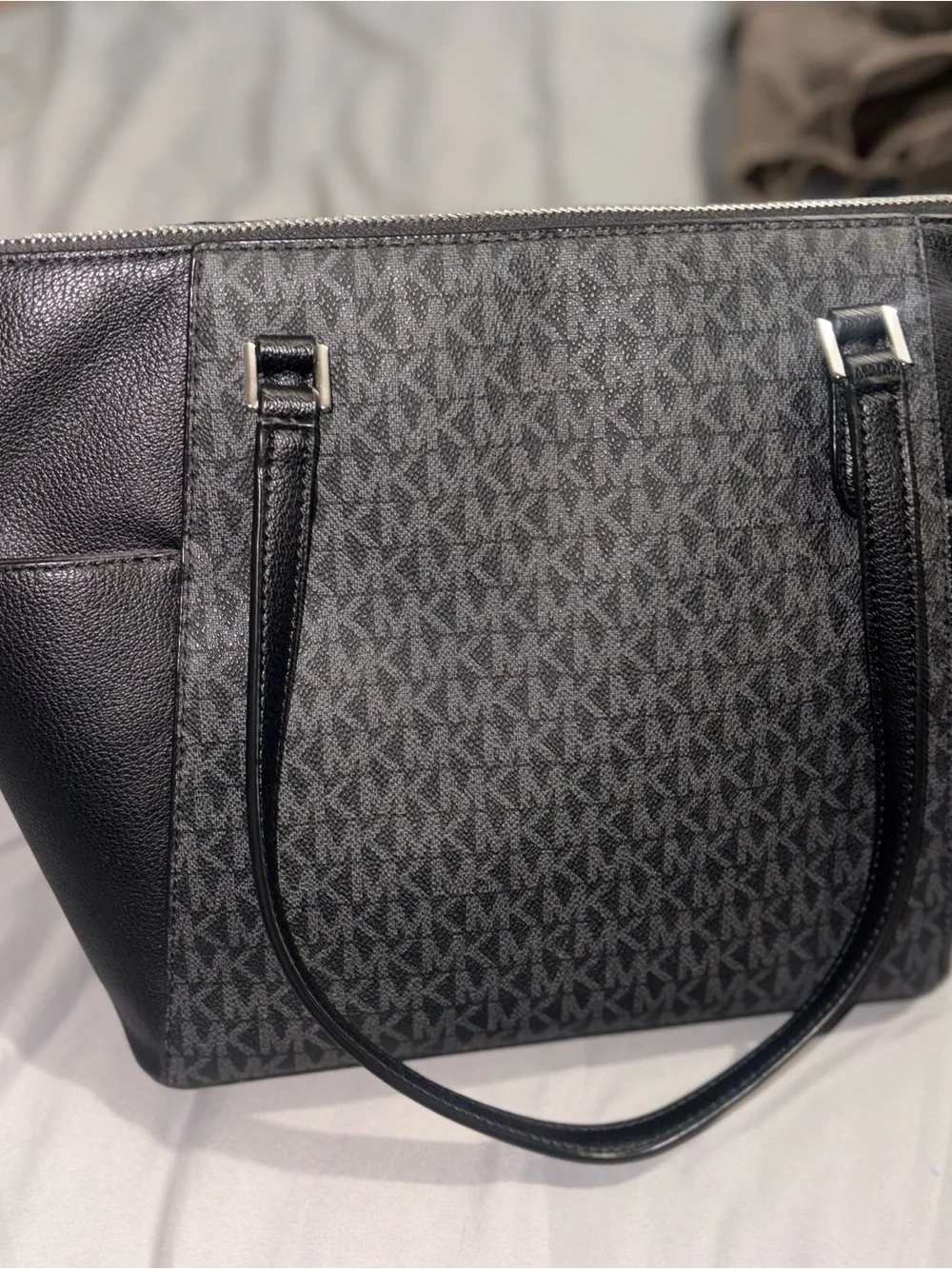 Michael Kors Gray and Black Signature MK Tote